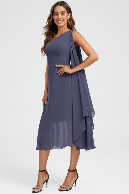Robe de Soirée Asymétrique Marine - gallery 3