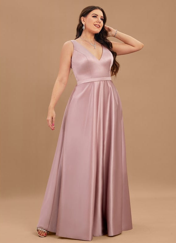 Robe de Soirée Satin Mauve Élégant - gallery 8