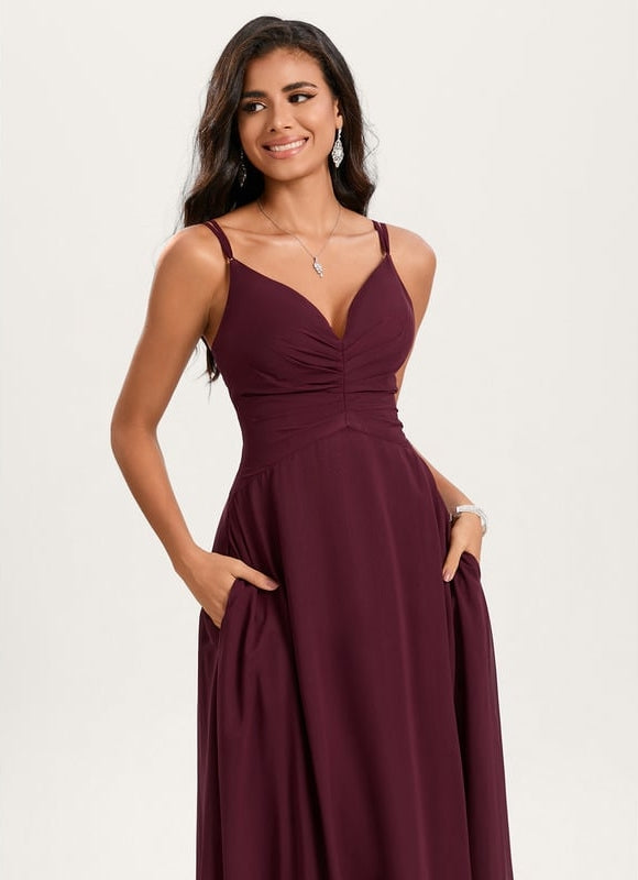 Robe de Soirée Mousseline Beige - gallery 3