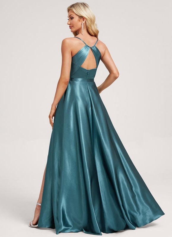 Robe de Soirée Satin Ras Du Sol - gallery 5