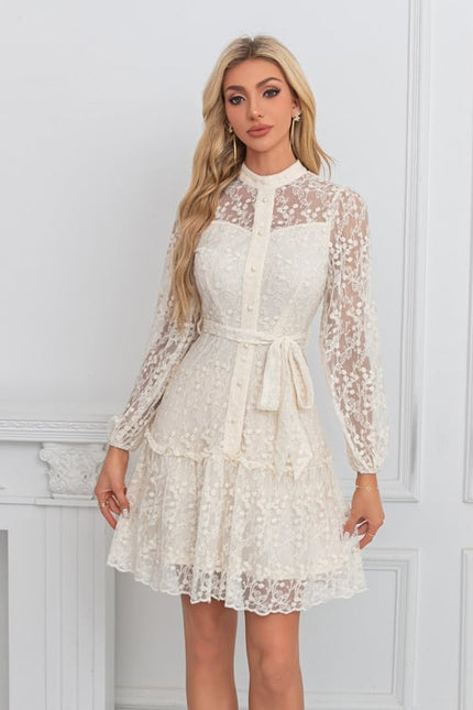 Robe de Soirée Dentelle Écrue - gallery 4