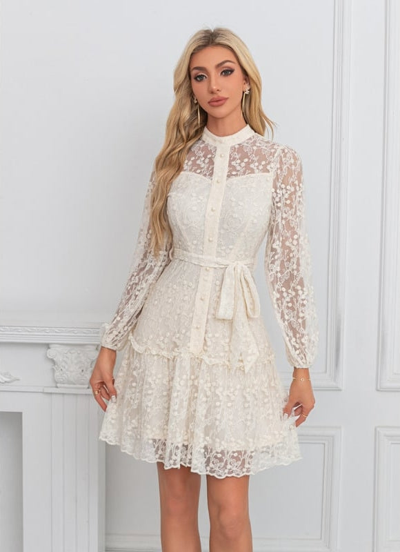 Robe de Soirée Dentelle Écrue - gallery 4
