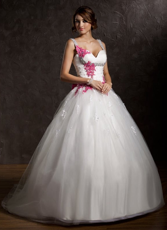 Robe de Soirée Longue Mariée Blanche Avec Dentelle Et Fronces - gallery 3