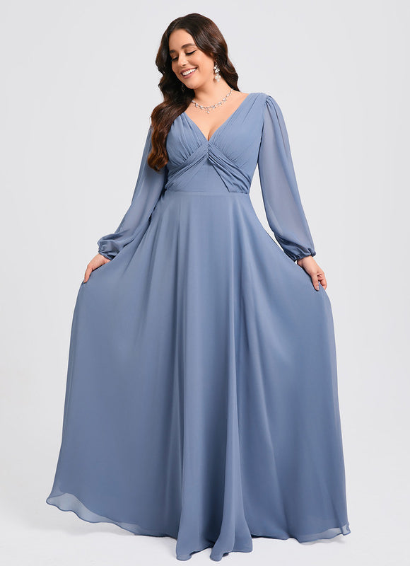 Robe de Soirée Mousseline Beige - gallery 8