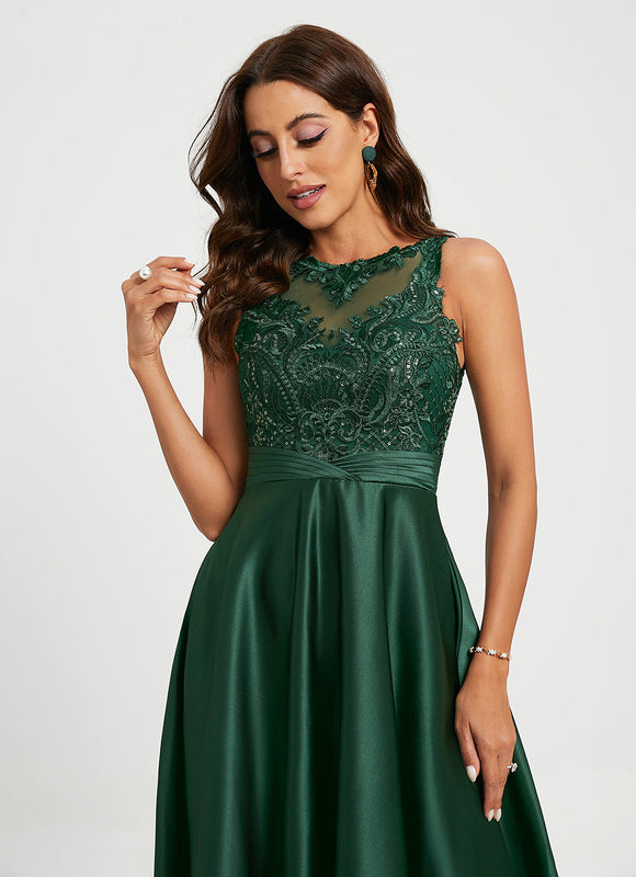 Robe de Soirée Élégance Satinée Émeraude - gallery 6