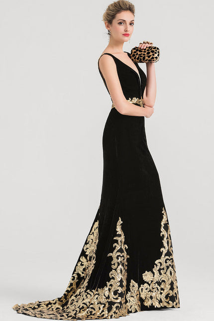 Robe de Soirée Élégance Noire Dorée - gallery 1