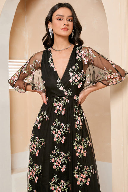 Robe de Soirée Fleur Noire Élégante - gallery 5