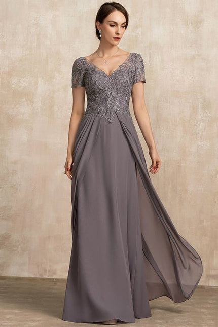 Robe de Soirée Élégance Grise Fendue