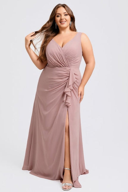 Robe de Soirée Mousseline Beige - gallery 7