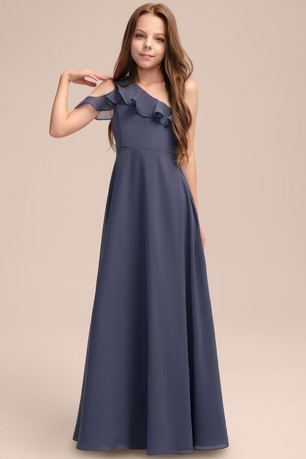 Robe de Soirée Chiffon Une-Épaule - gallery 1