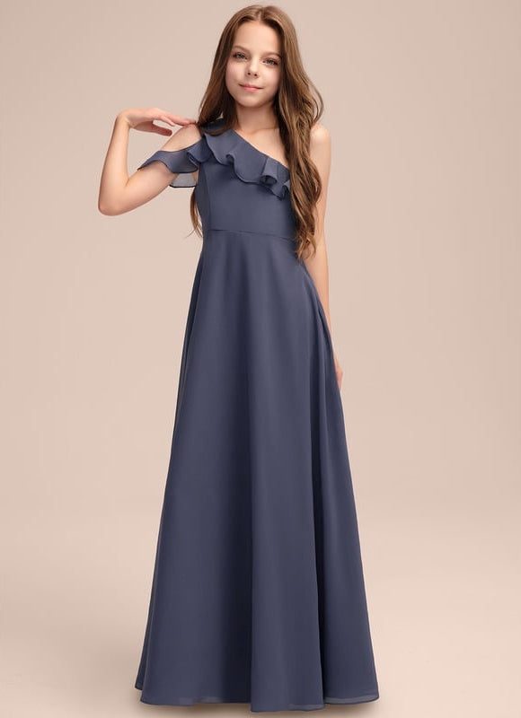 Robe de Soirée Chiffon Une-Épaule - gallery 1