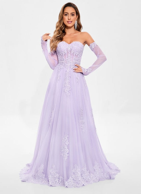 Robe de Soirée Lilas Élégante