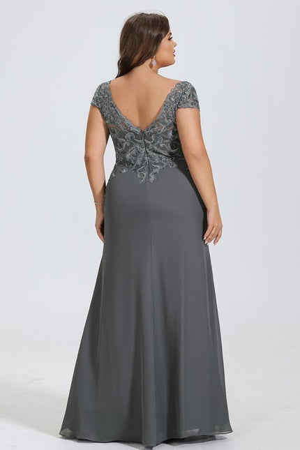 Robe de Soirée Satin Gris Perle - gallery 7