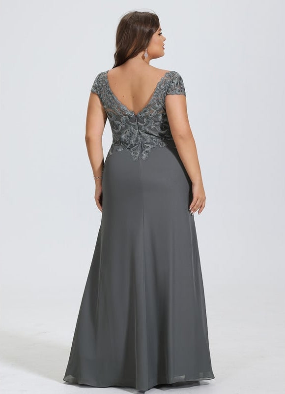 Robe de Soirée Satin Gris Perle - gallery 7