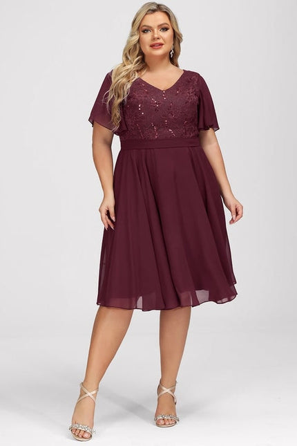 Robe de Soirée Velours Bourgogne Chic - gallery 8
