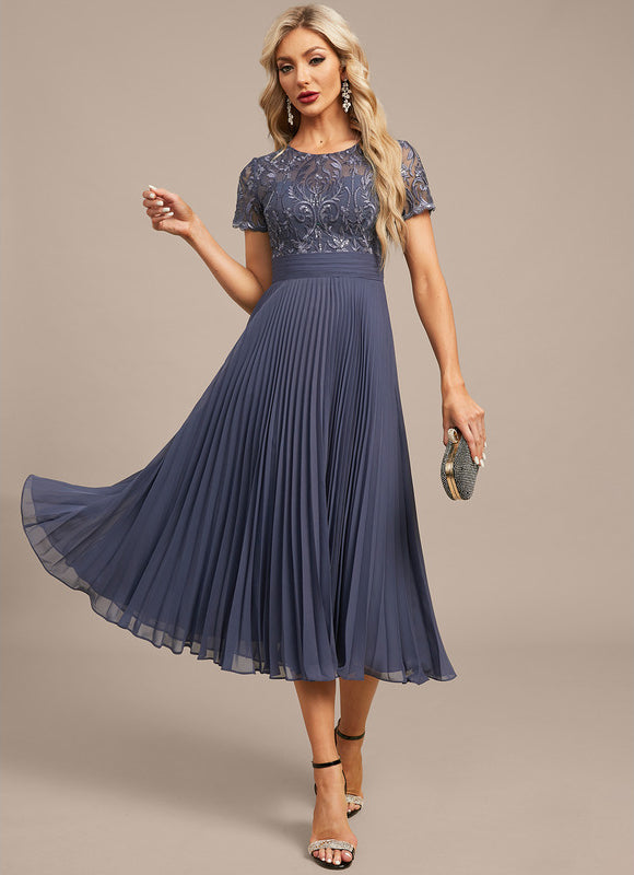 Robe de Soirée Plissée Céleste - gallery 3