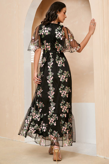 Robe de Soirée Fleur Noire Élégante - gallery 4
