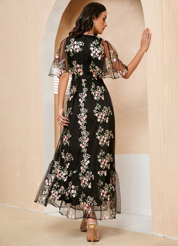 Robe de Soirée Fleur Noire Élégante - gallery 4