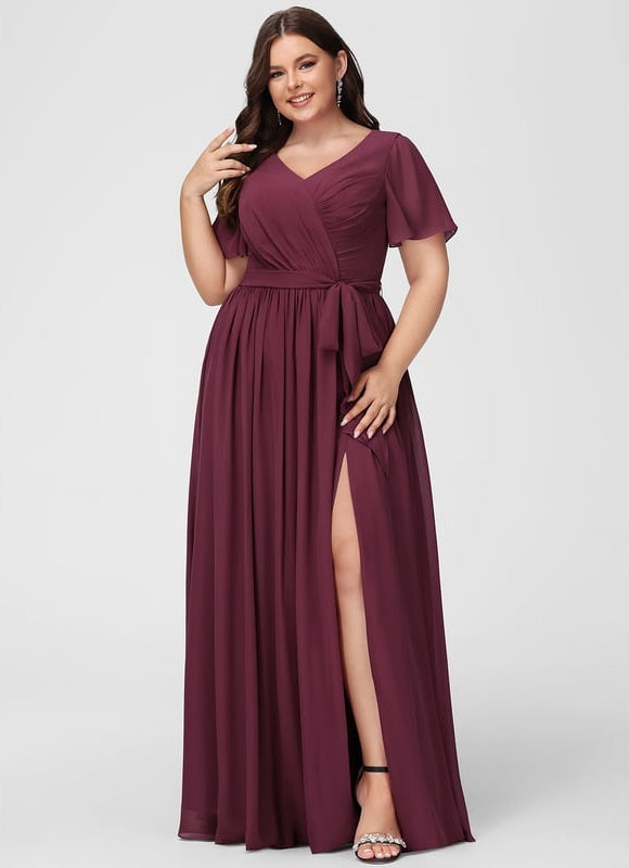 Robe de Soirée Mousseline Beige - gallery 7