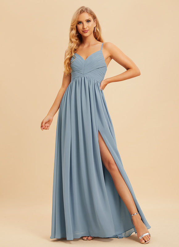 Robe de Soirée Mousseline Beige