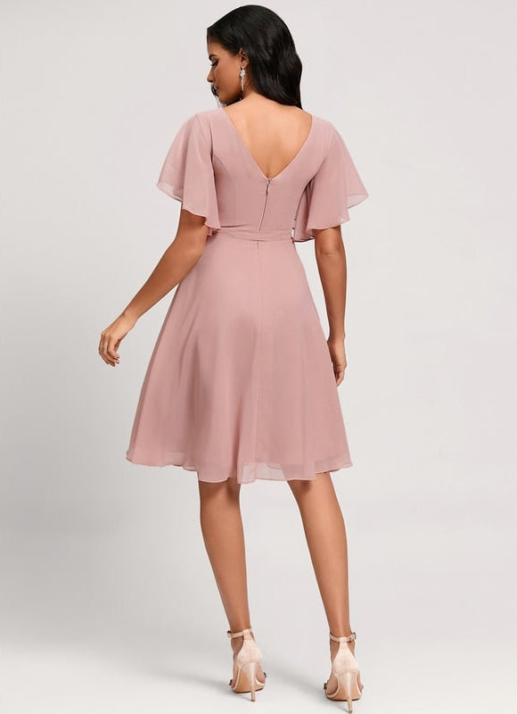Robe De Soirée Mousseline Rouge - gallery 1
