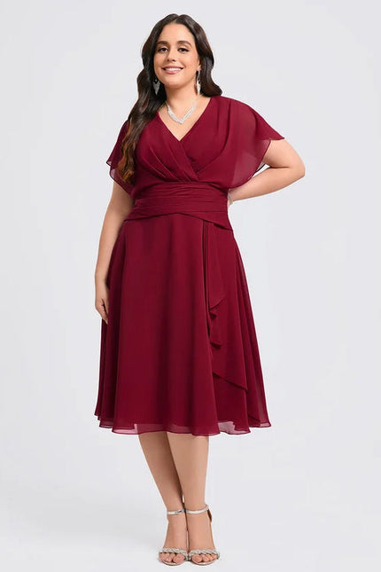 Robe De Soirée Mousseline Rouge - gallery 8