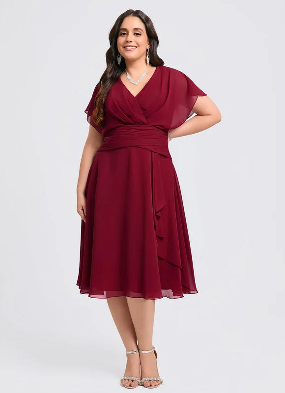Robe De Soirée Mousseline Rouge - gallery 8