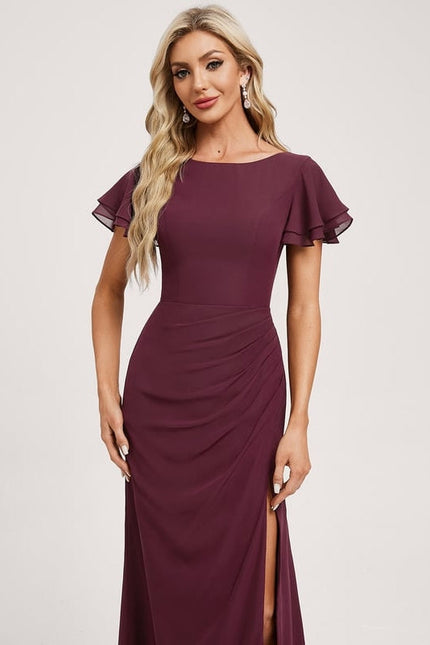 Robe de Soirée Longue Bordeau Chic - gallery 1