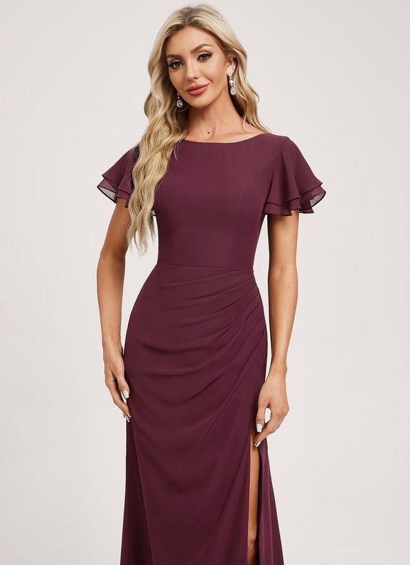 Robe de Soirée Longue Bordeau Chic - gallery 1