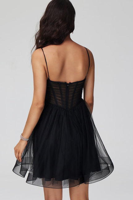 Robe de Soirée Noir Tulle Élégant - gallery 7