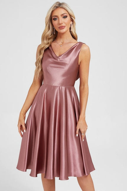 Robe de Soirée Satin Rose Chic - gallery 4