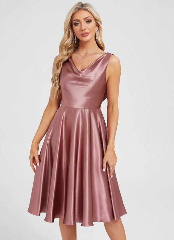Robe de Soirée Satin Rose Chic - gallery 4
