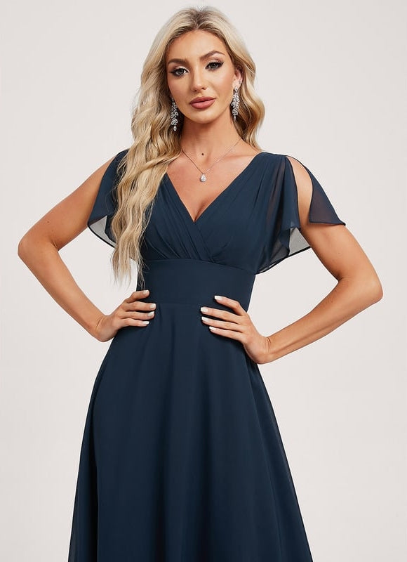 Robe de Soirée Mousseline Beige - gallery 3