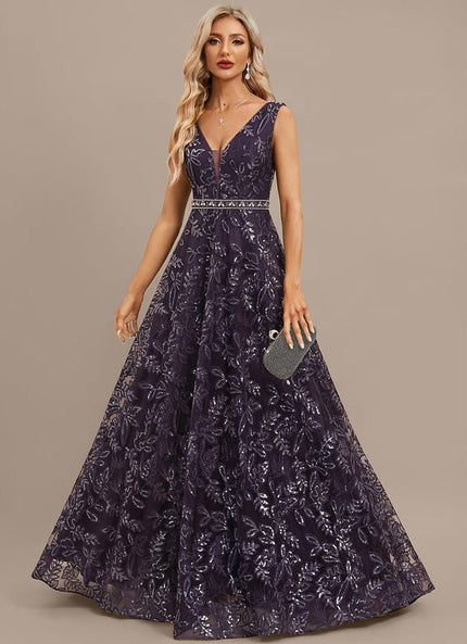 Robe de Soirée Violet Éclat Floral