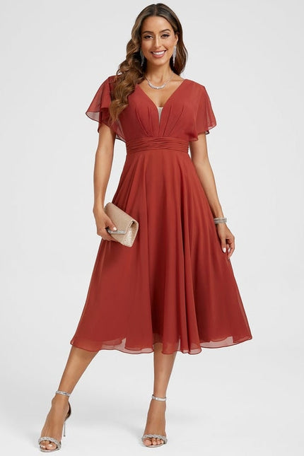 Robe de Soirée Rouge Flottant