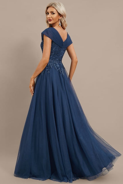 Robe de Soirée Bleu Élégant Tulle - gallery 6