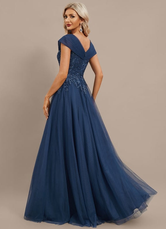 Robe de Soirée Bleu Élégant Tulle - gallery 6