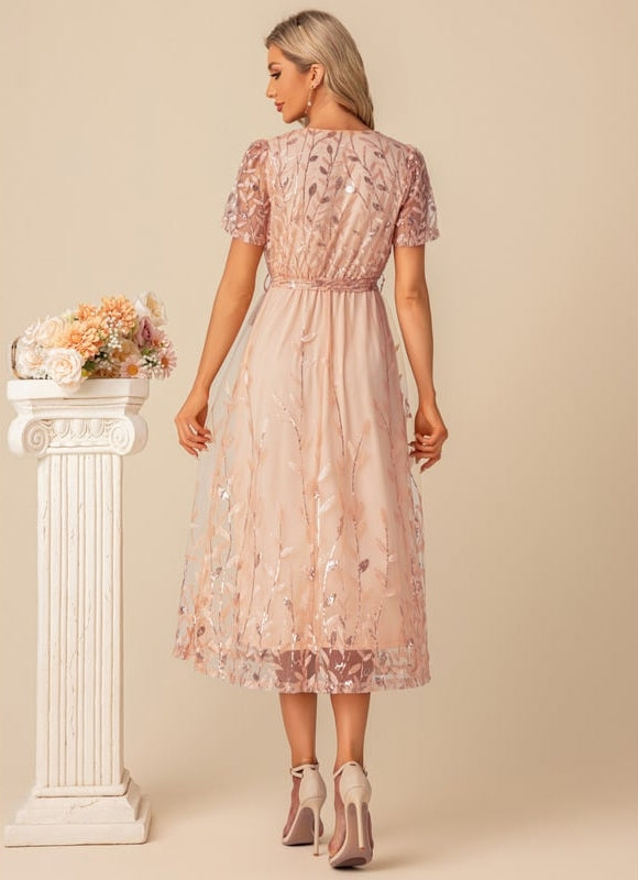 Robe De Soirée Dentelle Rose - gallery 3