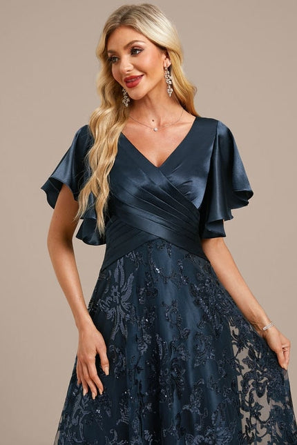 Robe De Soirée En Satin Duchesse - gallery 1