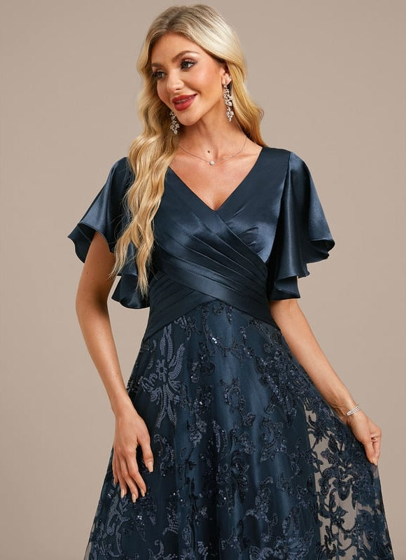 Robe De Soirée En Satin Duchesse - gallery 1