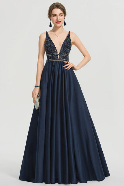 Robe de Soirée Longue Bleue Princesse Perles Paillettes - gallery 1