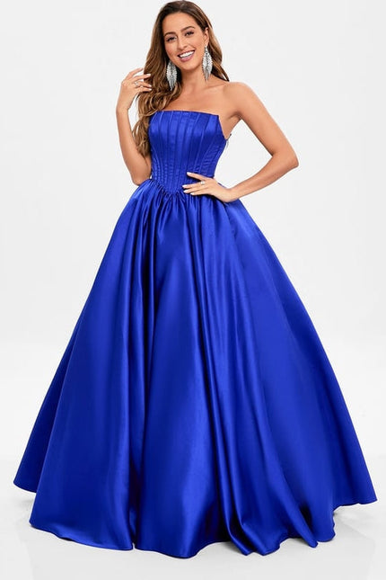 Robe de Soirée Satin Luxe Bleu - gallery 2
