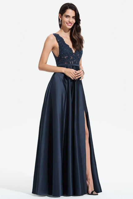 Robe de Soirée Luxe Satin Noir - gallery 2