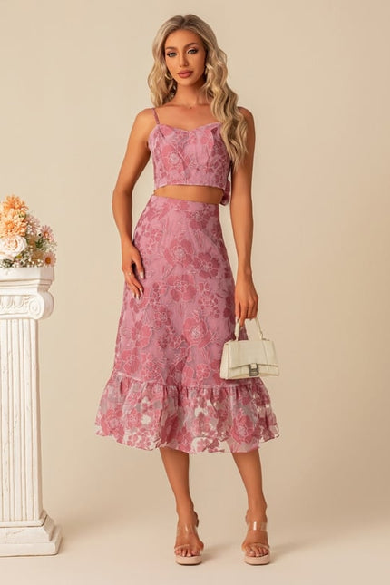 Robe de Soirée Fleur Rose Trapèze - gallery 4