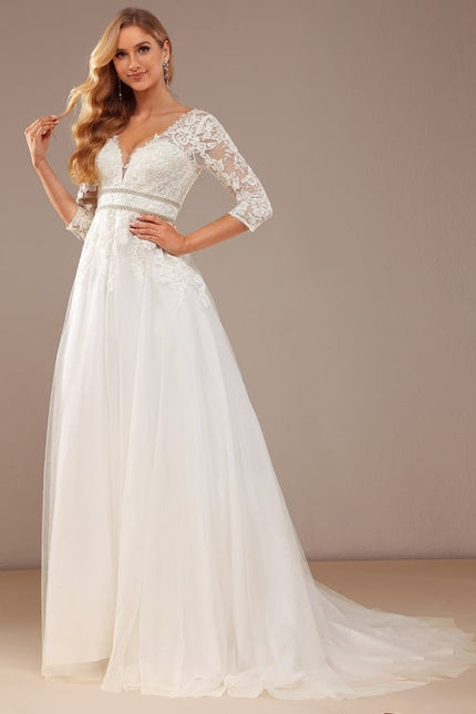 Robe De Soirée Longue Manche Bouffante - gallery 6