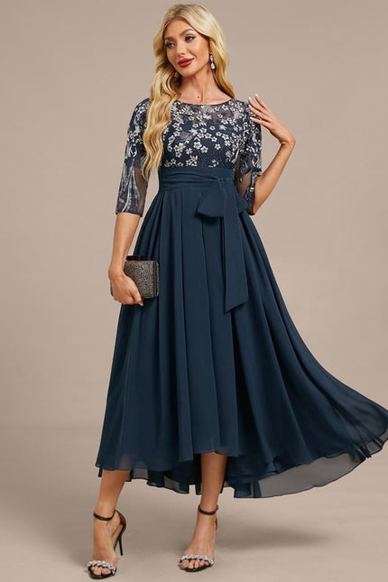 Robe de Soirée Fluide Marine Élégante - gallery 4