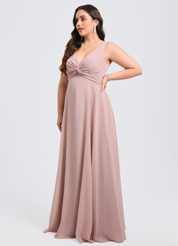 Robe de Soirée Mousseline Beige - gallery 7