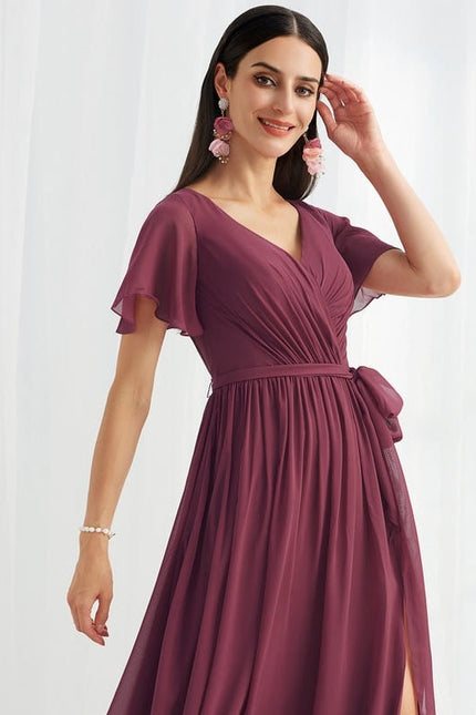 Robe de Soirée Mousseline Beige - gallery 2