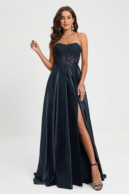 Robe de Soirée Satin Noir Éclat