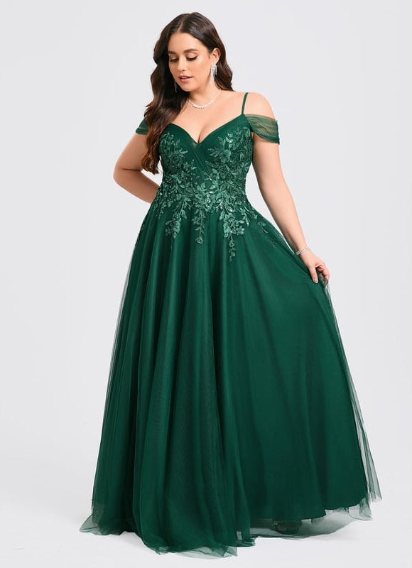 Robe de Soirée Tulle Émeraude - gallery 7